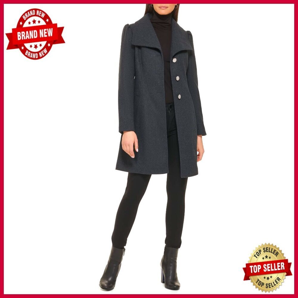 Long Wool Overcoat with Belt, Button Front, Straight Fit